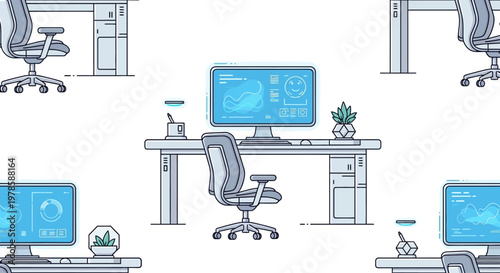 Office Chair with Computer Desk Setup.