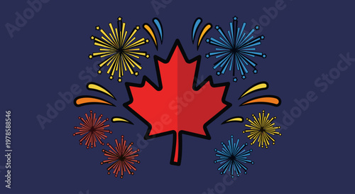 Canada Day Maple Leaf Fireworks Symbol.