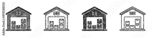 Sketch warehouse icon design set