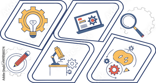 Set Flat Business Icons, money signs. Product development button seks Containing innovation, prototype, design, research, testing, product launch, conception and marketing icons. stock vector