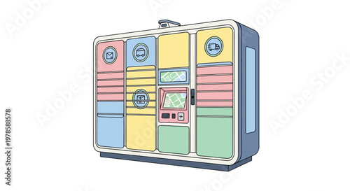 Vintage colorful retro lunchbox metal box.