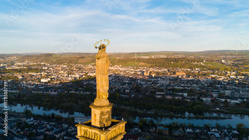 Canvas Print Saint Mary column at the Pulsberg in Trier, Germany, statue overviewing the Mose