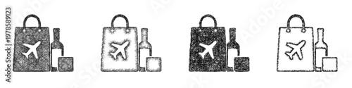 Sketch duty free icon design set
