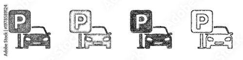 Sketch parking icon design set