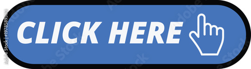 Click Here Button Blue Web UI Call To Action Icon Hand Cursor Symbol Rounded Rectangle Banner Vector Desig