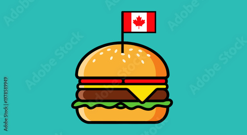 Canadian burger with flag on top.