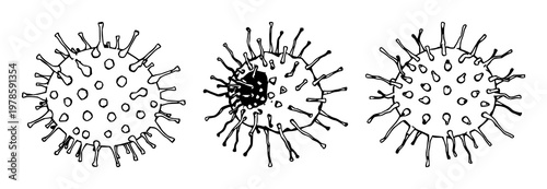 Radiolaria set with sketchy line art featuring microscopic marine shells, organic geometry, radiative symmetry with white background and phycoderm fragments