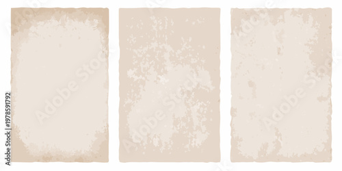 Three rectangular panels with a vintage textured and aged appearance