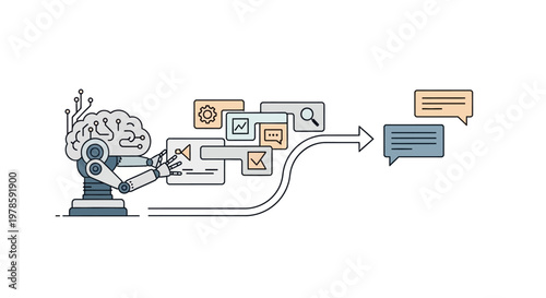 Robot with brain speaks digitally.