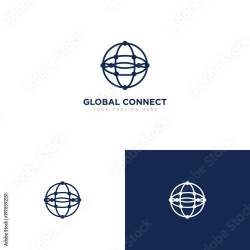Abstract Global Connectivity Logo Design with Network Nodes