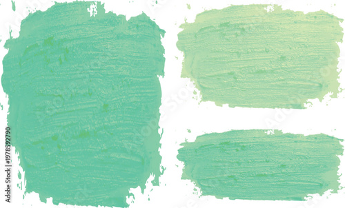 mint green textured abstract stains brush strokes set