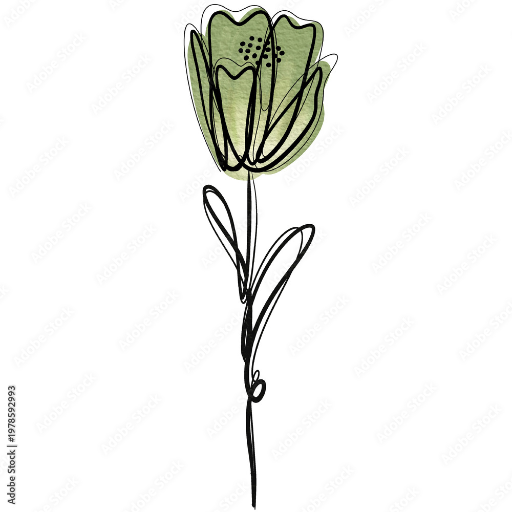 Obraz premium Minimalist Hand Drawn Tulip Flower, Abstract Botanical Line Art