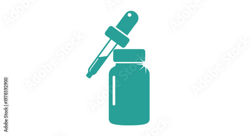 Teal dropper bottle with lid.
