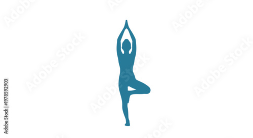 Teal silhouette of woman doing yoga.