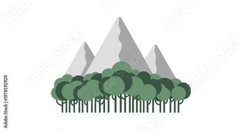 Trees in front of mountains landscape.