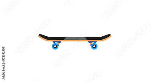 Skateboard with blue wheels on ground.