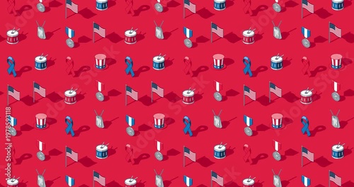 Patriotic United States of America themed red and blue animated icons