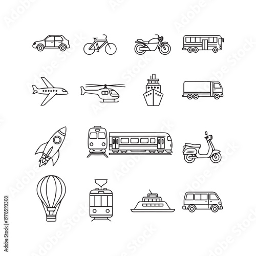 Transportation Vehicle Icons (356) illustration