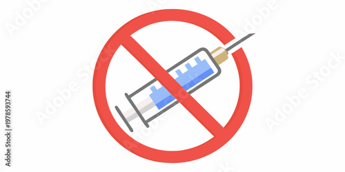 Syringe with a red prohibition symbol indicating opposition to vaccination