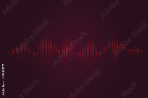 A vibrant red sound wave graphic on a dark purple background