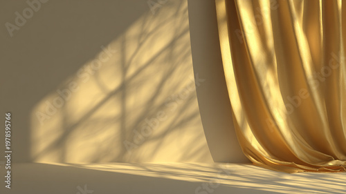 Minimal golden studio background with soft shadow.