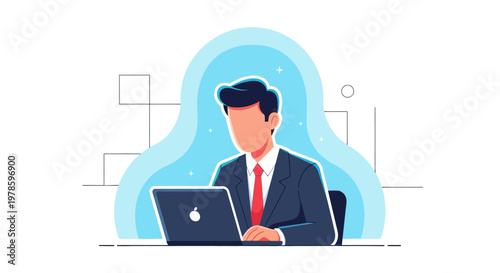 Businessman Working on Laptop.