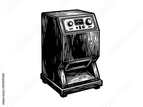 Salon Hair Vacuum Engraving Illustration Black and White Line Art