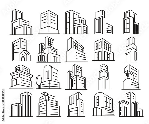 city tower building icons vector illustration