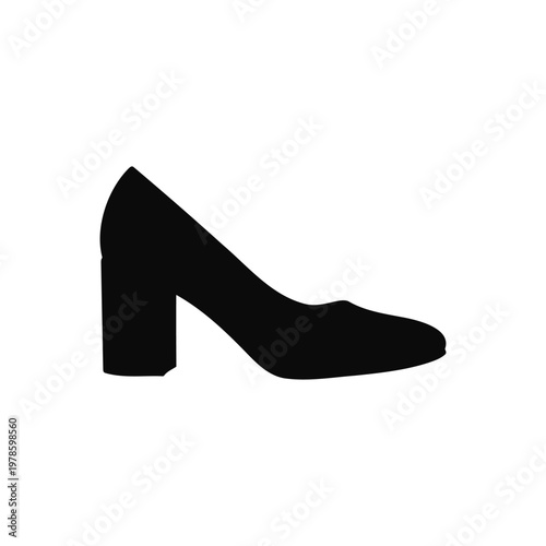 Block heel silhouette vector flat illustration design.