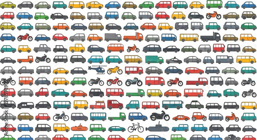 Collection of diverse vehicles and transportation modes.