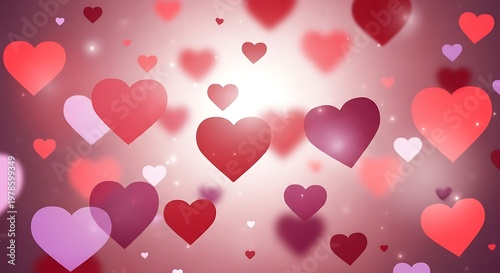 Hearts Floating in the Air - A Romantic Background.