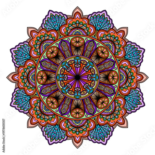 ornamental round lace pattern, Blossom Mandala Shape. Circular pattern in form of mandala, tattoo, decoration. Decorative ornament in ethnic oriental style, Vintage decorative elements, vector 