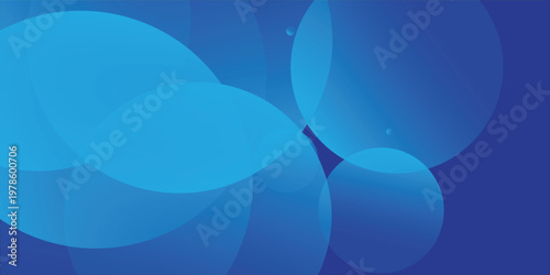 Vector blue spheres float softly against a deep blue backdrop, smooth circles suggest movement, harmony, or fluidity, abstract circular pattern, graphic illustration art
