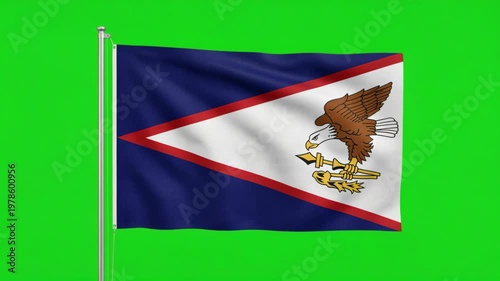 Waving American Samoa National Flag on Green Screen Background