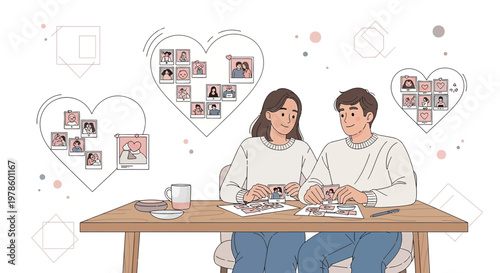 Couple Creating Memories: Photos, Hearts, Love, Relationship, Togetherness