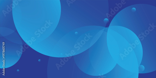 Futuristic blue spheres float softly against a deep blue backdrop, smooth circles suggest movement, harmony, or fluidity, digital glowing spheres with gradient lighting, dynamic background design
