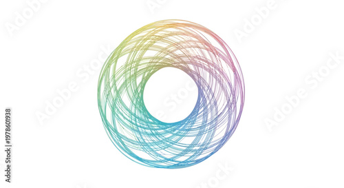Colorful swirling lines forming circle.