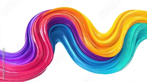 Colorful Flowing Waves of Paint in Vibrant Hues for Abstract Background and Artistic Designs