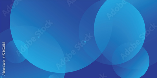 Minimalist blue spheres float softly against a deep blue backdrop, smooth circles suggest movement, harmony, or fluidity, simple clean circular layout, eps10