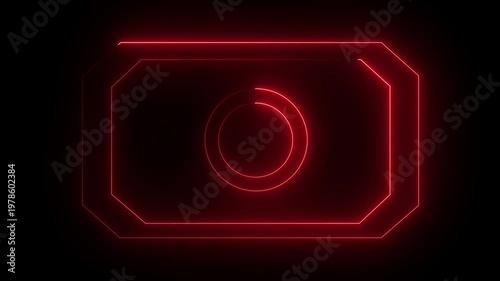 Neon abstract rectangle shape line animation. Animation of rectangle glowing neon frame and Circle background. 4k animation motion graphics video