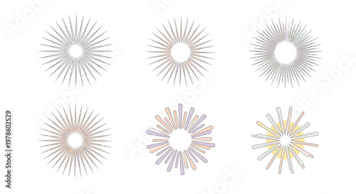 Foto Collection of abstract burst shapes.