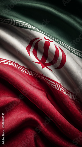 iranian flag waving in the wind. flag of iran