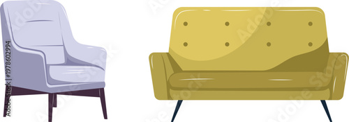 Modern lounge chair with matching ottoman in contrasting colors