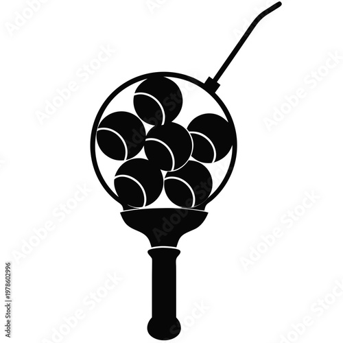 Silhouette of a tennis ball thrower for dogs.