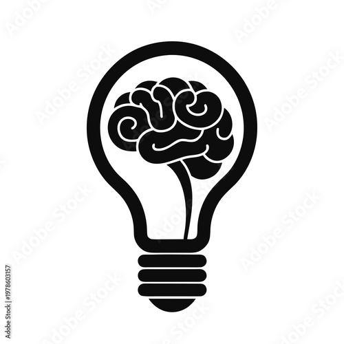 Minimalist lightbulb with a brain filament.
