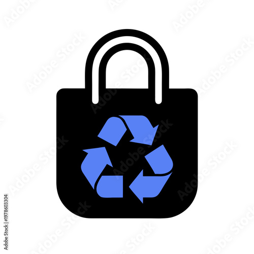 Simple tote bag with a recycling symbol.