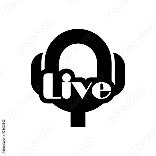 Minimalist podcast Live sign silhouette.