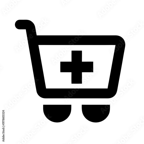 Simple shopping cart with a plus sign (add to cart).