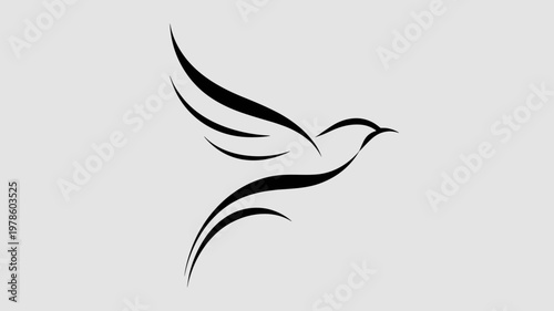 Sleek bird silhouette line art – Ideal for publishing houses, nature conservation, or peace-themed campaigns.