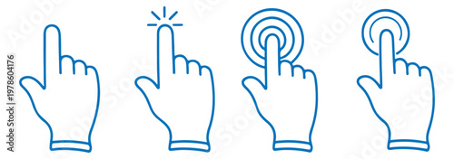 Hand cursor click icon set pointer sign and symbol . Computer mouse clicking finger icons. vector elements. editable stroke
